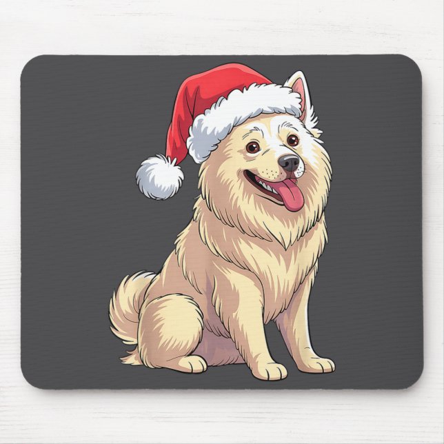 American Eskimo Dog Christmas Santa Hat Pet Dog Lo Mousepad (Vorne)