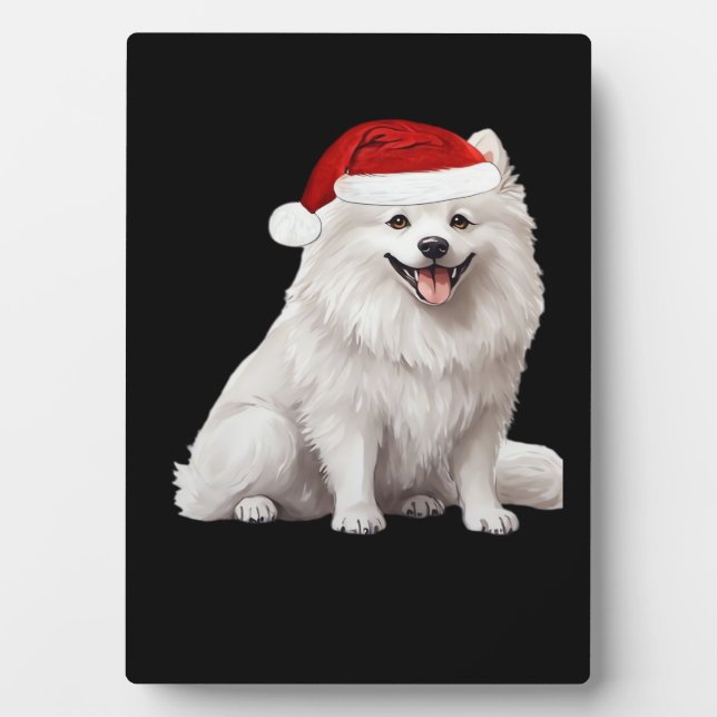 American Eskimo Dog Christmas Tree Dog Welpe Water Fotoplatte (Vorderseite)