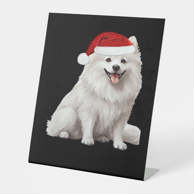 American Eskimo Dog Christmas Tree Dog Welpe Water Sockelschild (Vorderseite)