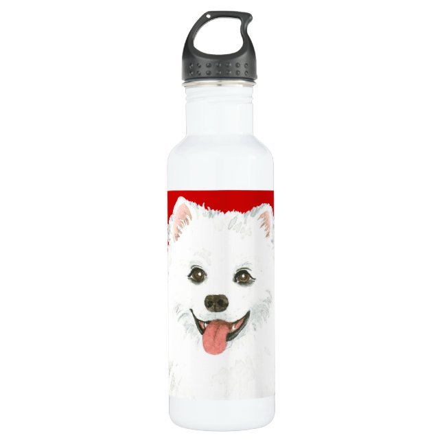 American Eskimo Dog Color Block Edelstahlflasche (Vorderseite)