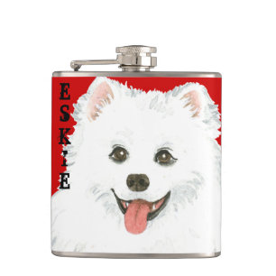 American Eskimo Dog Color Block Flachmann