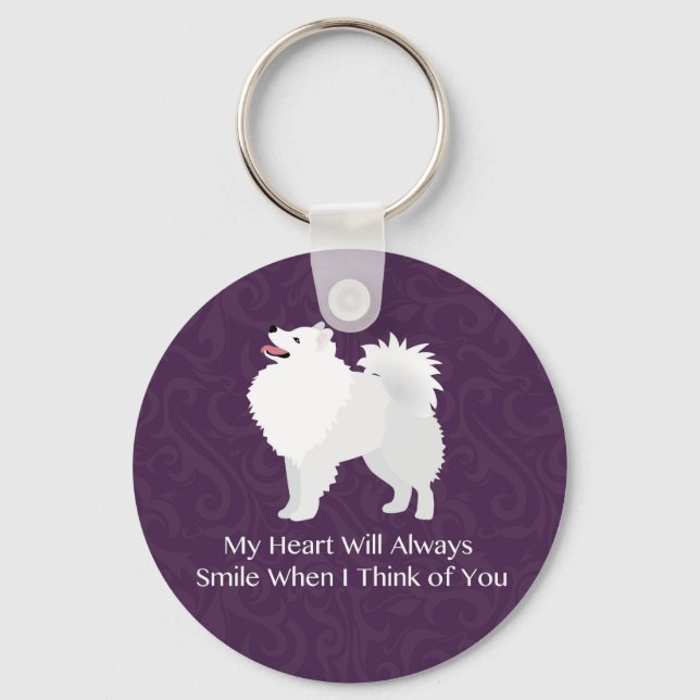 American Eskimo Dog Denken Sie an Sie Design Schlüsselanhänger (Vorderseite)