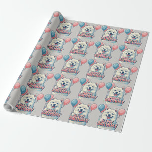 American Eskimo Dog farbenfroh Geschenkpapier