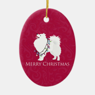 American Eskimo Dog Frohe Weihnachtsgestaltung Keramikornament