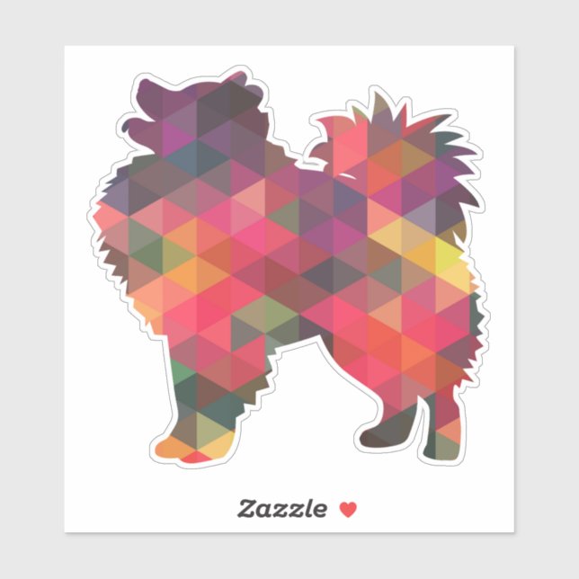 American Eskimo Dog Geometric Pattern Silhouette Aufkleber (Blatt)