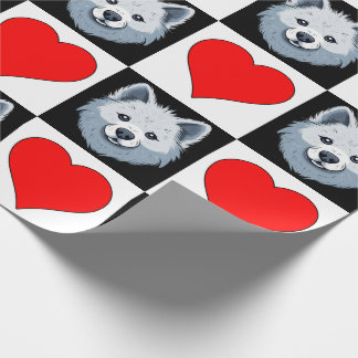 American Eskimo Dog Herz Muster Niedliche Welpenge Geschenkpapier