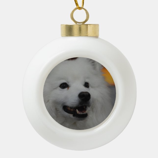 American Eskimo Dog Keramik Kugel-Ornament (Vorderseite)