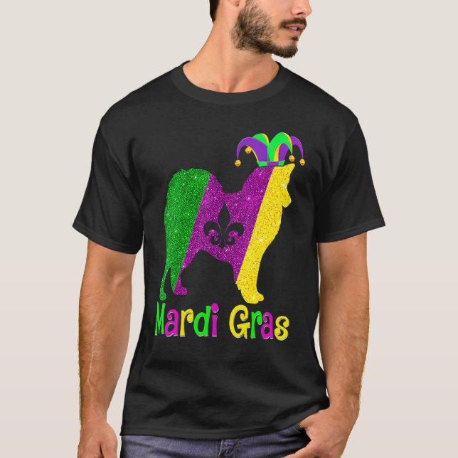 American Eskimo Dog Lover Mardi Gras Carnival Jest T-Shirt (Vorderseite)