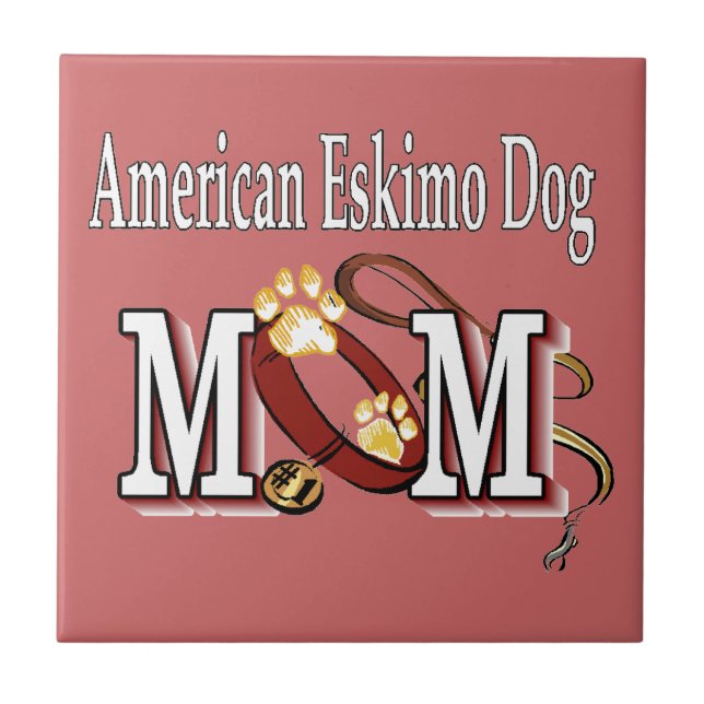American Eskimo Dog MAMA Fliese (Vorderseite)