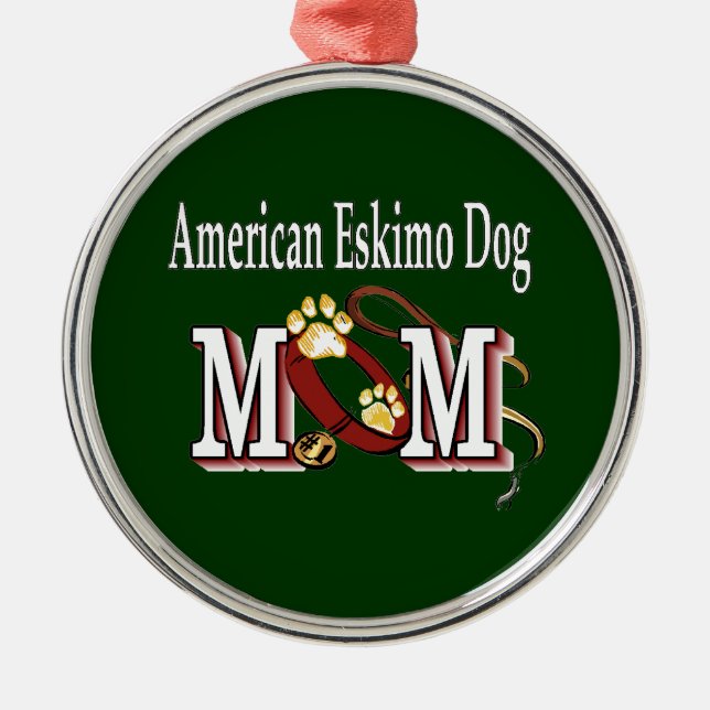 American Eskimo Dog MAMA Silbernes Ornament (Vorne)