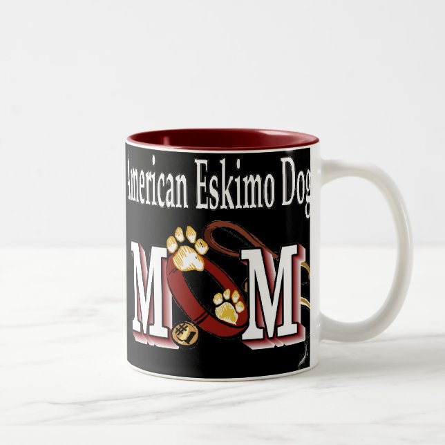 American Eskimo Dog MAMA Zweifarbige Tasse (Rechts)