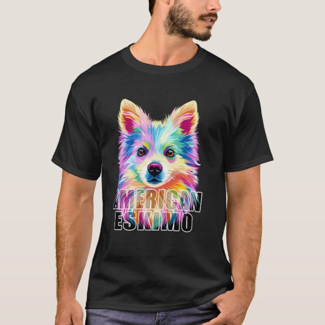 American Eskimo Dog Niedlich Eskie Dog Lover farbe T-Shirt (Vorderseite)