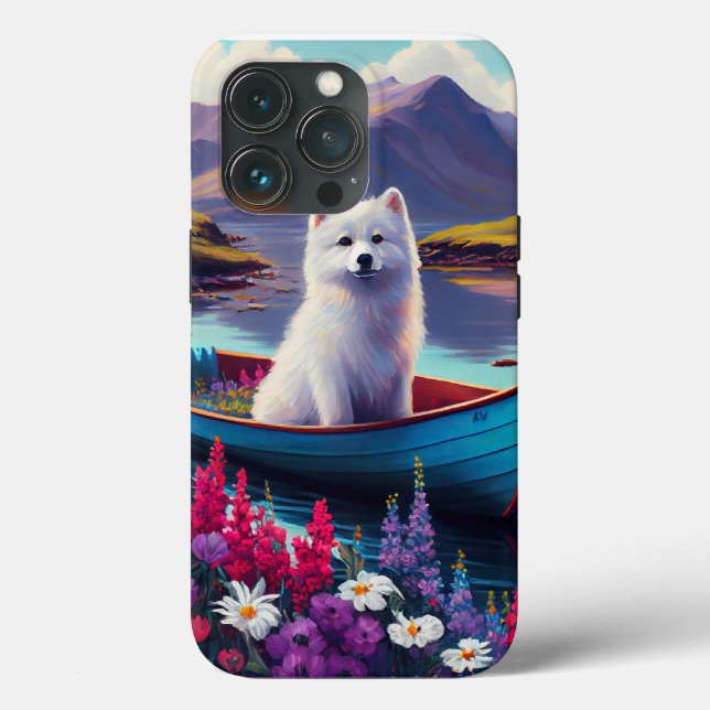 American Eskimo Dog on Paddle: Ein Landschaftliche Case-Mate iPhone Hülle (Rückseite)