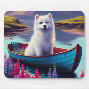 American Eskimo Dog on Paddle: Ein Landschaftliche Mousepad