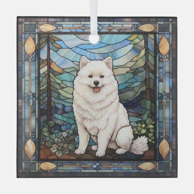 American Eskimo Dog Ornament Aus Glas (Vorderseite)