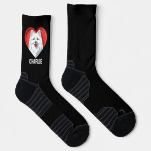 American Eskimo Dog Owner Lover Custom Text Name Socken