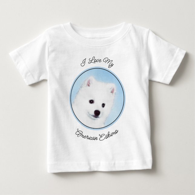 American Eskimo Dog Painting - Original Dog Art Baby T-shirt (Vorderseite)