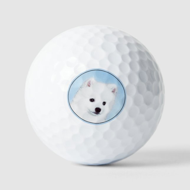 American Eskimo Dog Painting - Original Dog Art Golfball (Vorderseite)