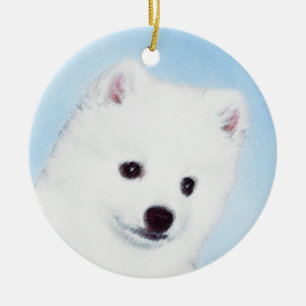 American Eskimo Dog Painting - Original Dog Art Keramik Ornament