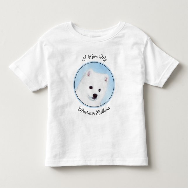 American Eskimo Dog Painting - Original Dog Art Kleinkind T-shirt (Vorderseite)