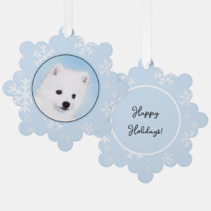 American Eskimo Dog Painting - Original Dog Art Ornament Karte