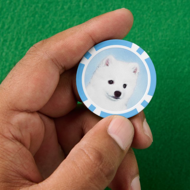 American Eskimo Dog Painting - Original Dog Art Pokerchips (Hand)