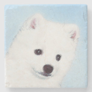American Eskimo Dog Painting - Original Dog Art Steinuntersetzer