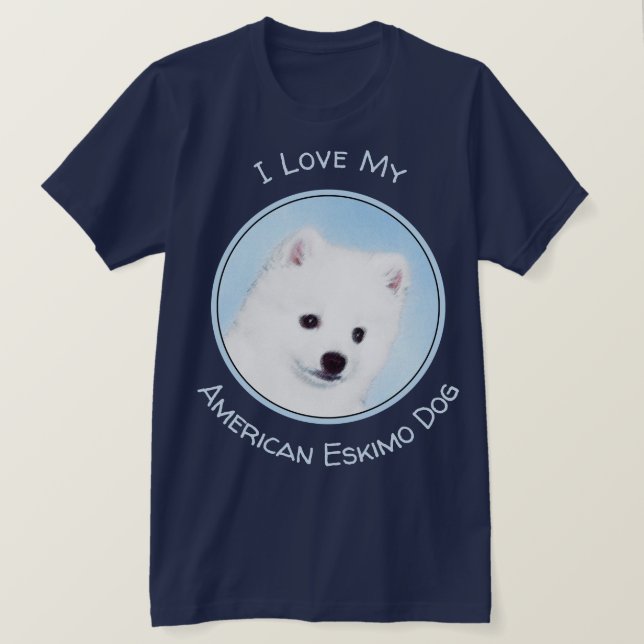 American Eskimo Dog Painting - Original Dog Art T-Shirt (Design vorne)