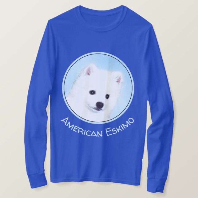 American Eskimo Dog Painting - Original Dog Art T-Shirt (Design vorne)