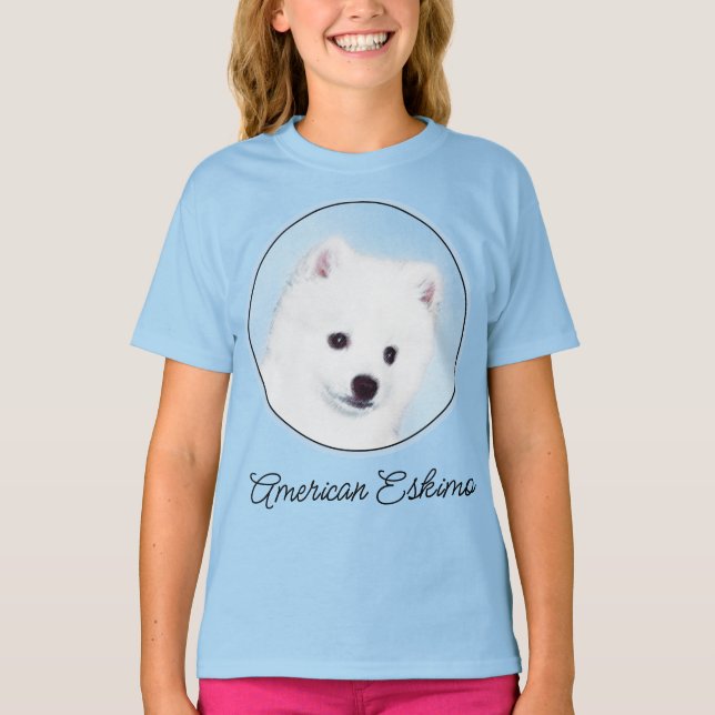 American Eskimo Dog Painting - Original Dog Art T- T-Shirt (Vorderseite)