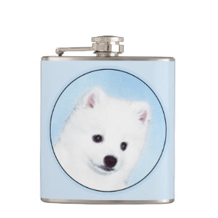 American Eskimo Dog Painting - Original Hund Art Flachmann