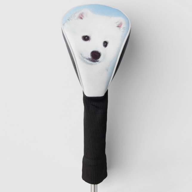 American Eskimo Dog Painting - Original Hund Art Golf Headcover (Vorderseite)
