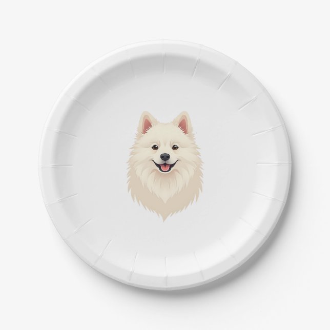 American Eskimo Dog Pappteller (Vorderseite)
