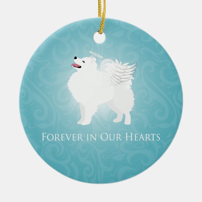 American Eskimo Dog Pet Loss Beileid Design Keramikornament (Vorne)