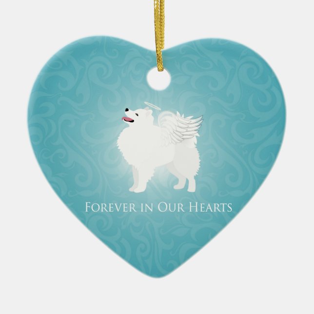 American Eskimo Dog Pet Loss Beileid Design Keramikornament (Vorne)