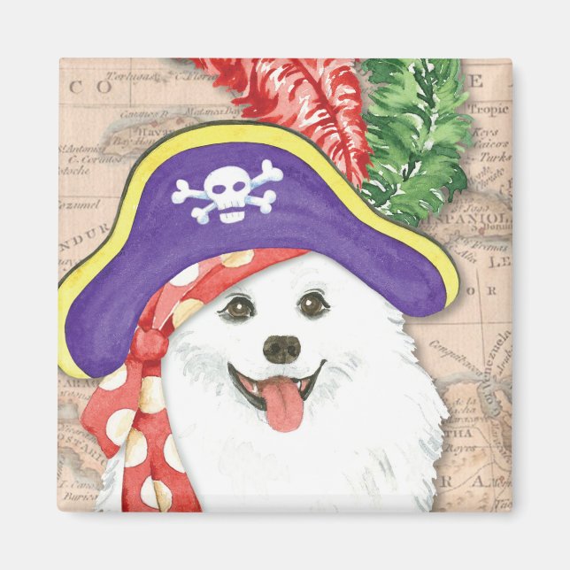 American Eskimo Dog Pirate Magnet (Vorne)