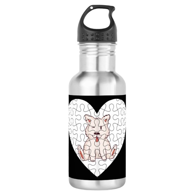 American Eskimo Dog Puzzle Edelstahlflasche (Vorderseite)