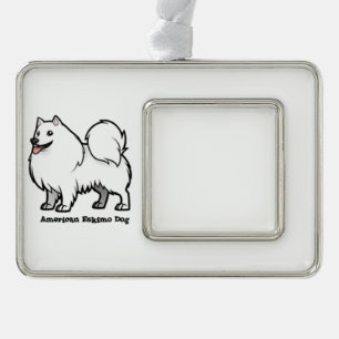 American Eskimo Dog Rahmen-Ornament Silber