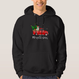 American Eskimo Dog Riding Red Truck Weihnachten Hoodie