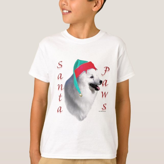 American Eskimo Dog Santa Paws T-Shirt (Vorderseite)