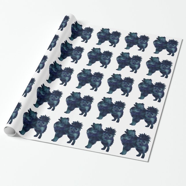 American Eskimo Dog Silhouette Designs Geschenkpapier (Ungerollt)
