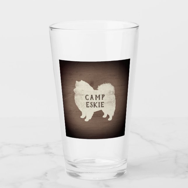 American Eskimo Dog Silhouette Rustikal Personalis Glas (Vorderseite)