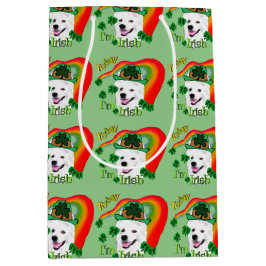 American Eskimo Dog St. Patricks Day Mittlere Geschenktüte