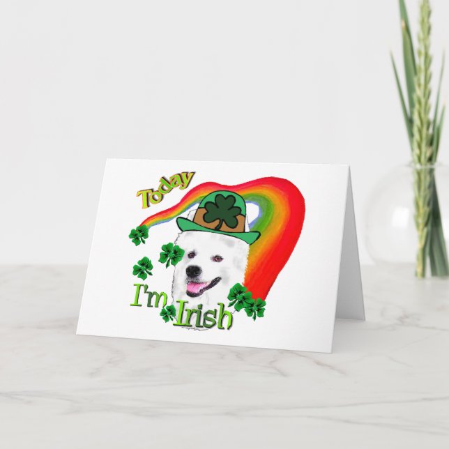 American Eskimo Dog St Patricks Karte (Vorderseite)