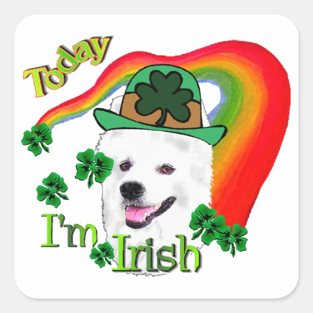 American Eskimo Dog St Patricks Quadratischer Aufkleber (Vorderseite)