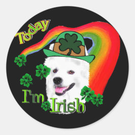 American Eskimo Dog St Patricks Runder Aufkleber