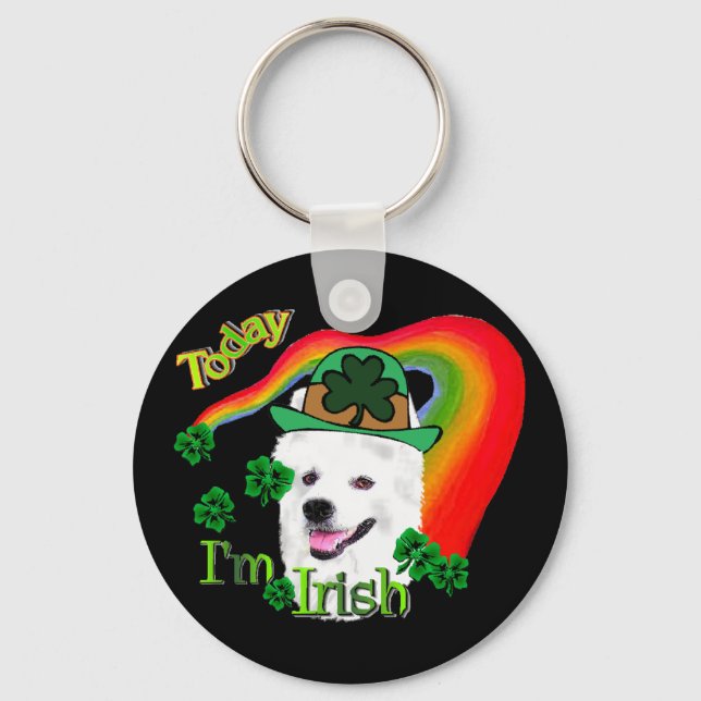 American Eskimo Dog St Patricks Schlüsselanhänger (Vorderseite)