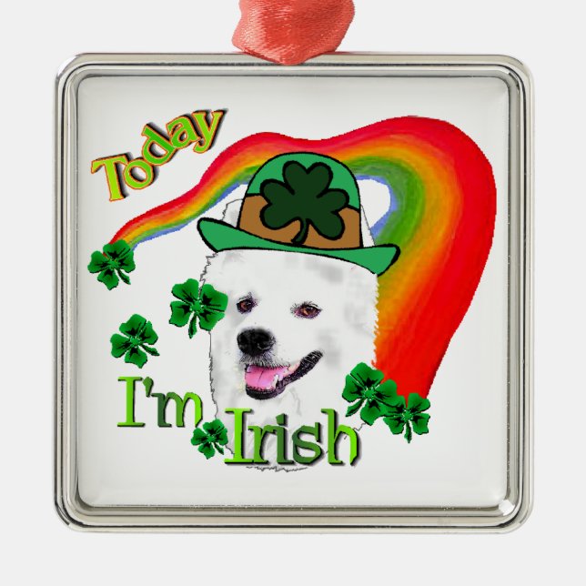 American Eskimo Dog St Patricks Silbernes Ornament (Vorne)