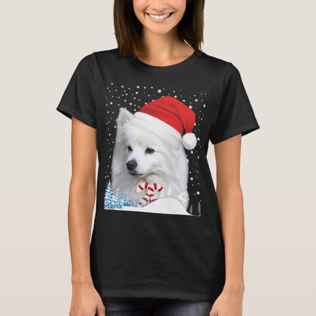 American Eskimo Dog Ugly Christmas Sweater Santa H T-Shirt (Vorderseite)