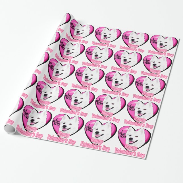 American Eskimo Dog Valentinstag Geschenkpapier (Ungerollt)